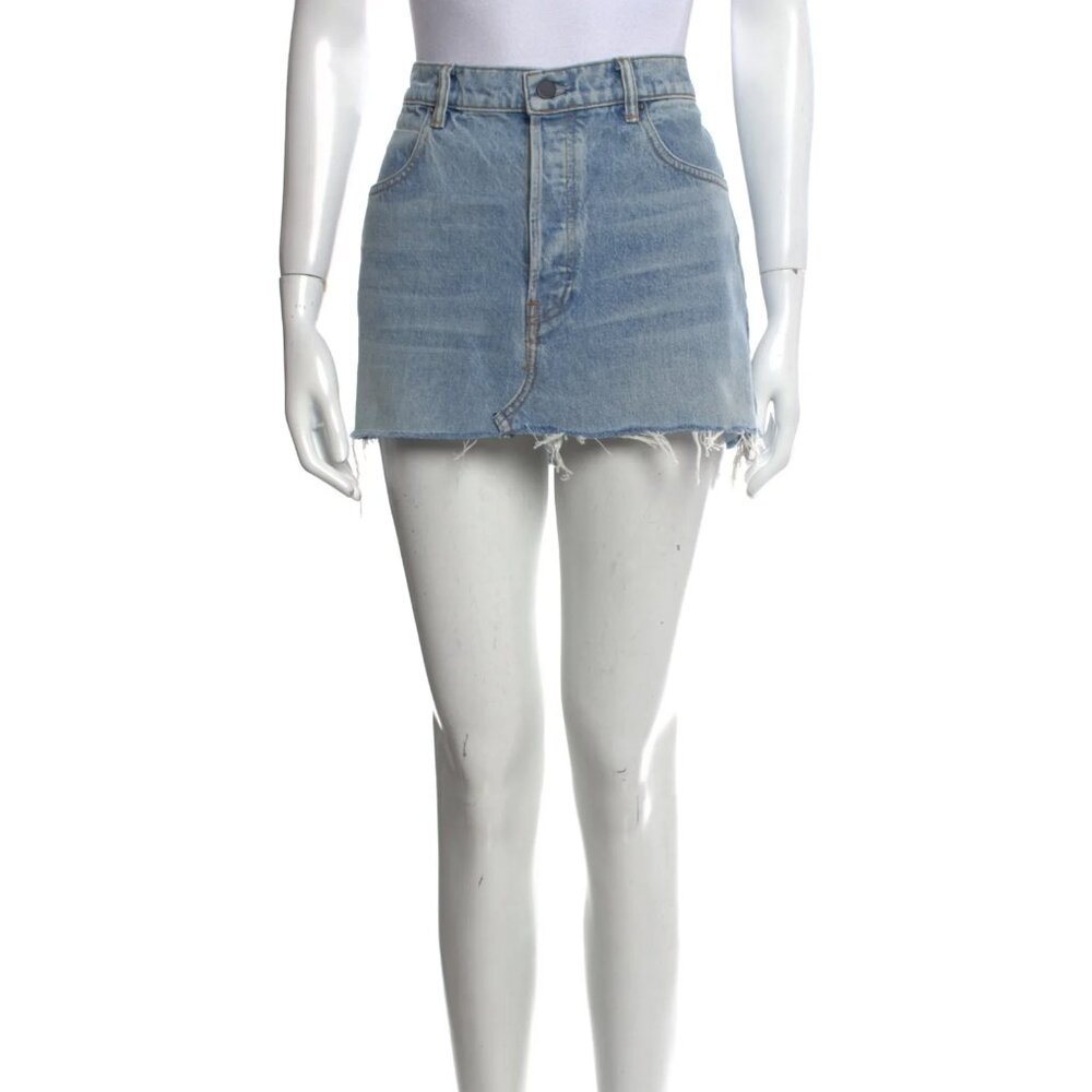 Denim x Alexander Wang Raw-Edge Trim Denim Mini Skirt - Medium 29